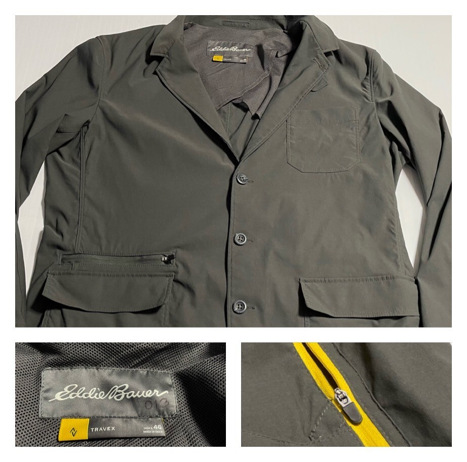 Eddie Bauer Travex Stretch Nylon Travel Blazer Jacket Throat Latch