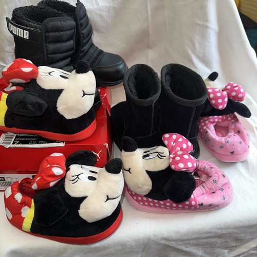 Lot Of Size 7 Toddler Girls Puma Koolaburra boots 2 Minnie Mouse Slippers - Picture 9 of 9