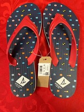 NEW WOMENS SPERRY TOPSIDER WHARF THONG PRINT NAVY NAUTICAL WOMEN SIZE 9