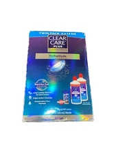 2 Pack Clear Care Plus HydraGlyde Cleaning and Disinfecting Solution -12 fl oz