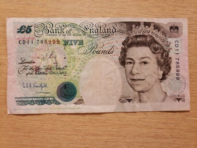 🇬🇧 Great Britain England UK 5 pounds 1999 P-382b Kentfield Banknote