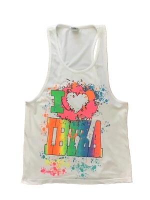 I LOVE IBIZA T-Shirt Mens Tank Top Jersey Holiday Disco Vintage Size M