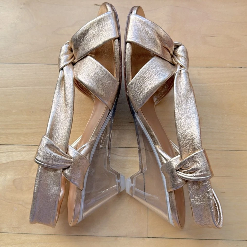 Nuevo en caja Sandalias de tacón de cuña translúcidas CLERGERIE en oro rosa talla 38/7,5 Foto 4 de 4