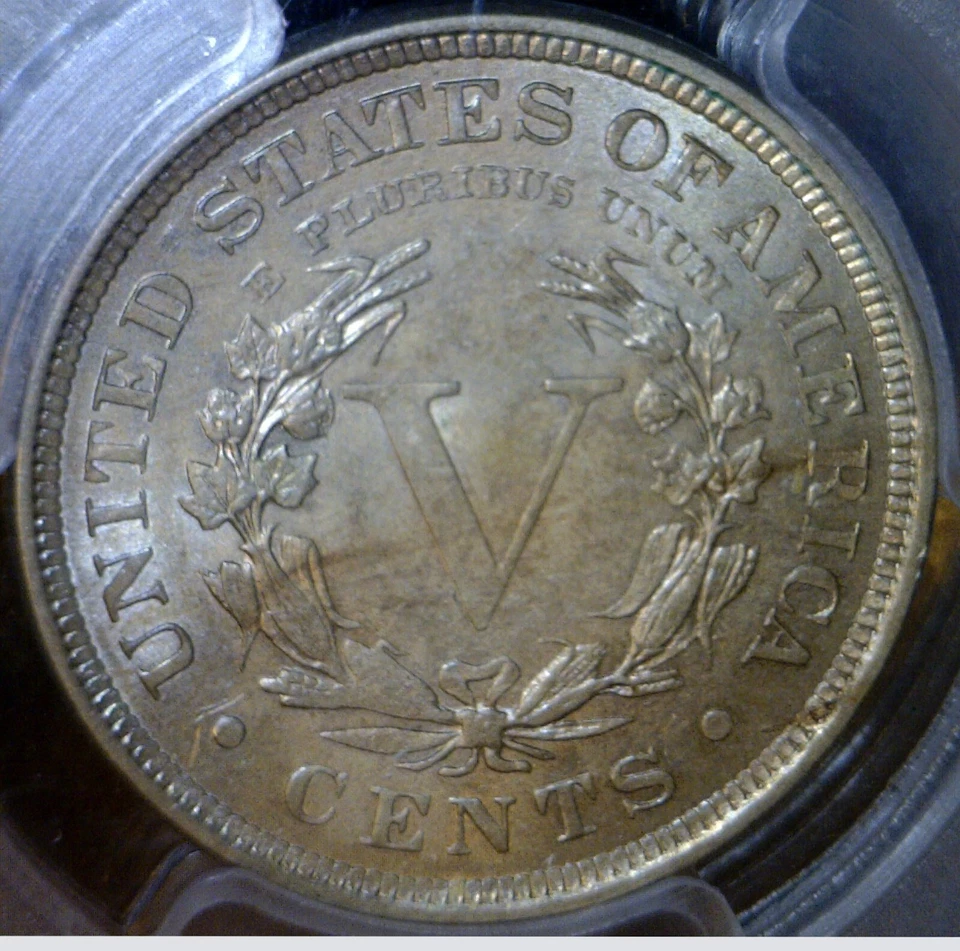 1908 ERROR PCGS MS63 Liberty Nickel CH BU Coin REPUNCHED DATE Gold Tone # RPD NR - Image 4 of 4