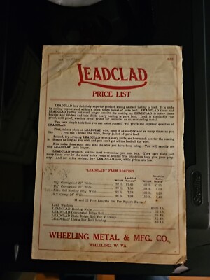 Vintage 1930's Leadclad Wire Co Moundsville, WV Farm Fence Price List 