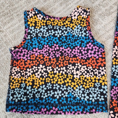 Hanna Andersson rainbow floral print on black leggings tank activewear size 5 - Picture 7 of 9