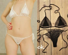crochet string bikini G thong string beach micro swimwear Sexy microkini Sets