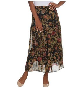Linea-by-Louis-Dell-039-Olio-Regular-Floral-Print-Pull-On-Walnut-Skirt-Sz-1XP-54