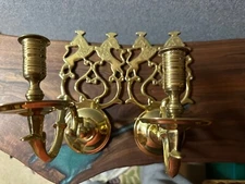 Virginia Metalcrafters Chowing’s  Tavern Sconces  Brass Pair 2018 Marked On Back