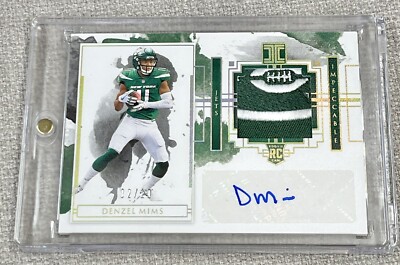 2020 Impeccable /10 RPA Denzel Mims Football Logo Patch & CROWN ROYALE AUTO /25