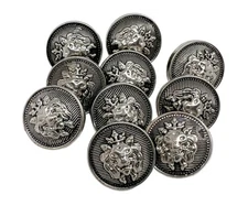 10PC Antiqued Silver King Lion Metal Shank Buttons Sewing Buttons 15mm 9/16"