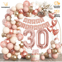 Deko 30. Geburtstag Frauen Rose Gold Luftballons Happy Birthday Banner Girlande