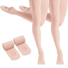 HETH Ballet Tights for Girls - 8-12 Years, Pink More Peach - 2 Pairs