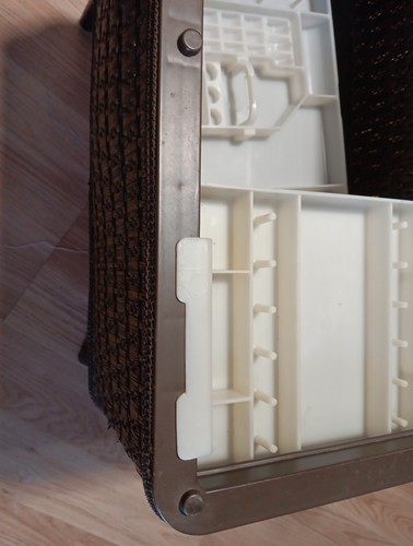 VTG Burlington Sewing Box Stand Basket Storage Stool MCM Ottoman W/ Notion Trays - Picture 5 of 17