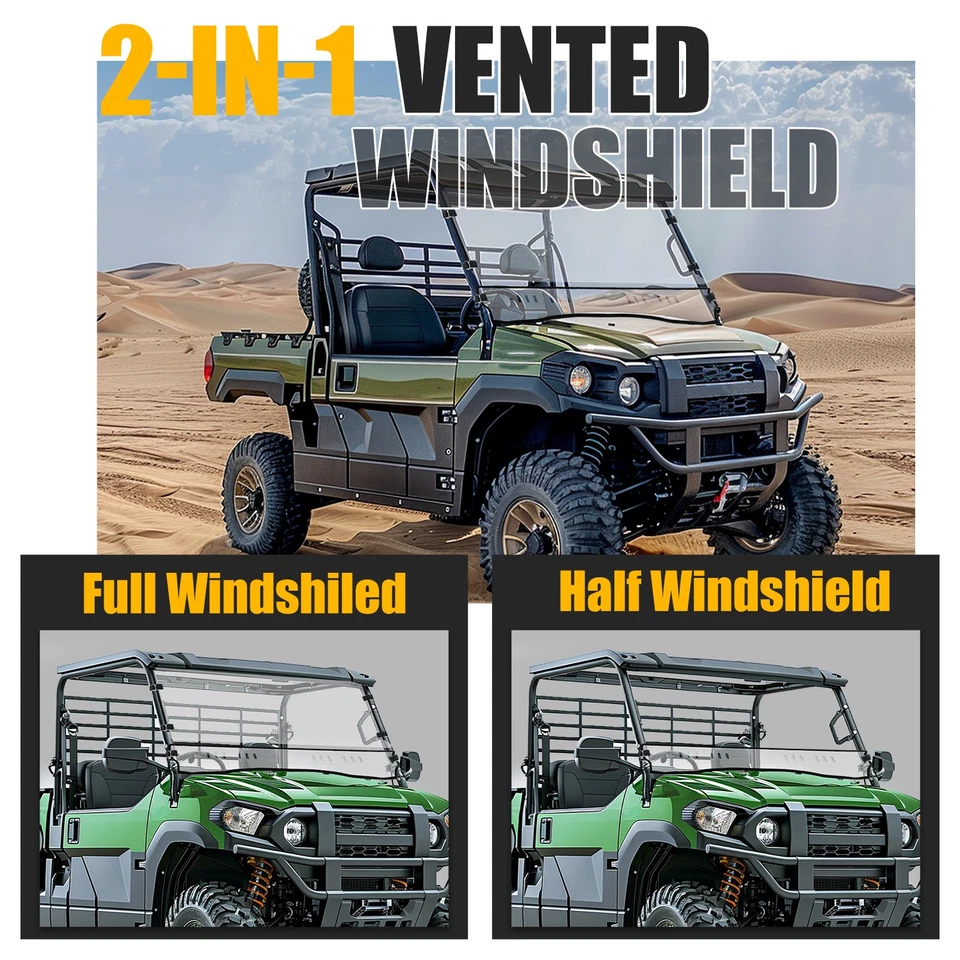 Parabrisas delantero transparente para Kawasaki Mule Pro FXT DXT DX FX 2015+ Foto 3 de 4