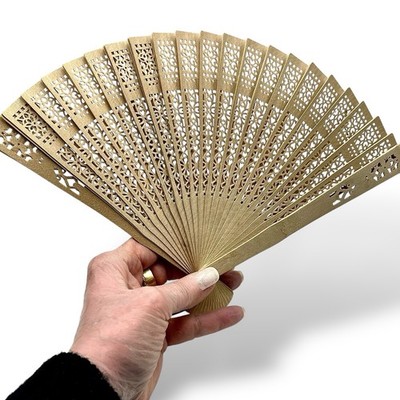 Vintage CHINESE FAN Pierced Light Wood Low Key Old World Elegance Unisex