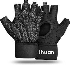 Breathable Weight Lifting Gloves: Fingerless Workout Gym  Wrist Support  En...