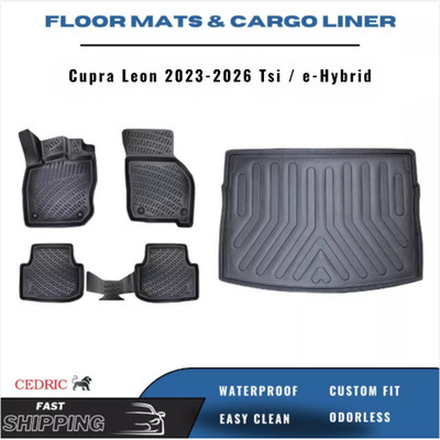 Car Floor Mat & Trunk Cargo Liner for Cupra Leon 2023-2026 Tsi / e-Hybrid 3D SET