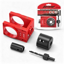 Becowin Door Lock Installation Kit: 1-3/8" - 1-3/4" Deadbolt small, Red