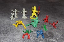 Lot of 10 Vintage Plastic Indian Figures,Assorted sizes and Colors,Accessories