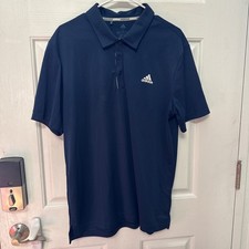 Men's adidas Golf Solid Polo Shirt blue size large short sleeve