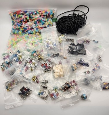 Lot of Mixed New & Used Beads, String For Jewlery Making Acrylic, Metal, Letters