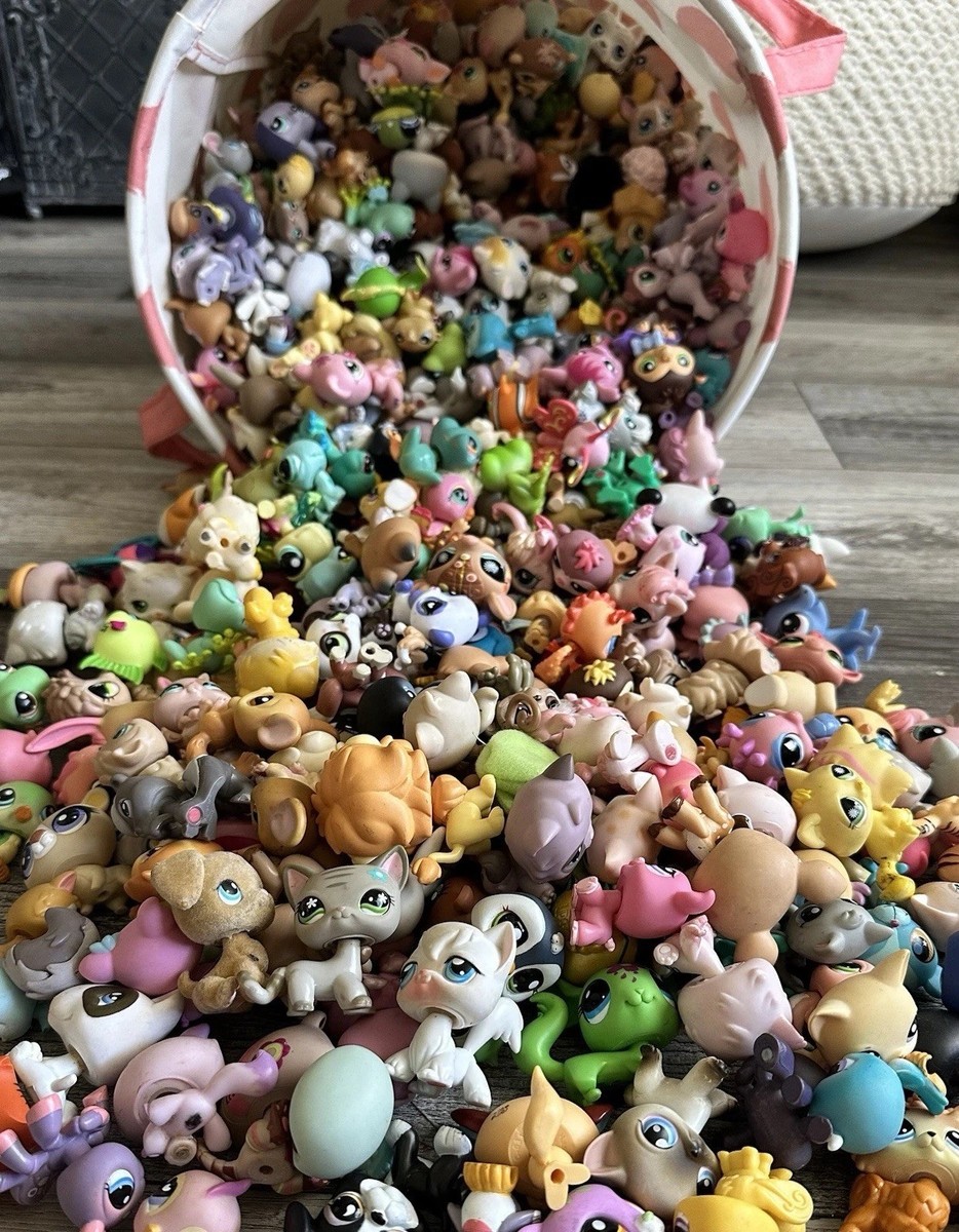 Littlest Pet Shop Huge Lot Of 55 Random LPS Dogs Cats,& Mix Pets Old Gen