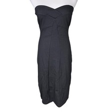 NWT MNG Mango Women's Black Strapless Sweetheart Sheath Dress Midi Size M