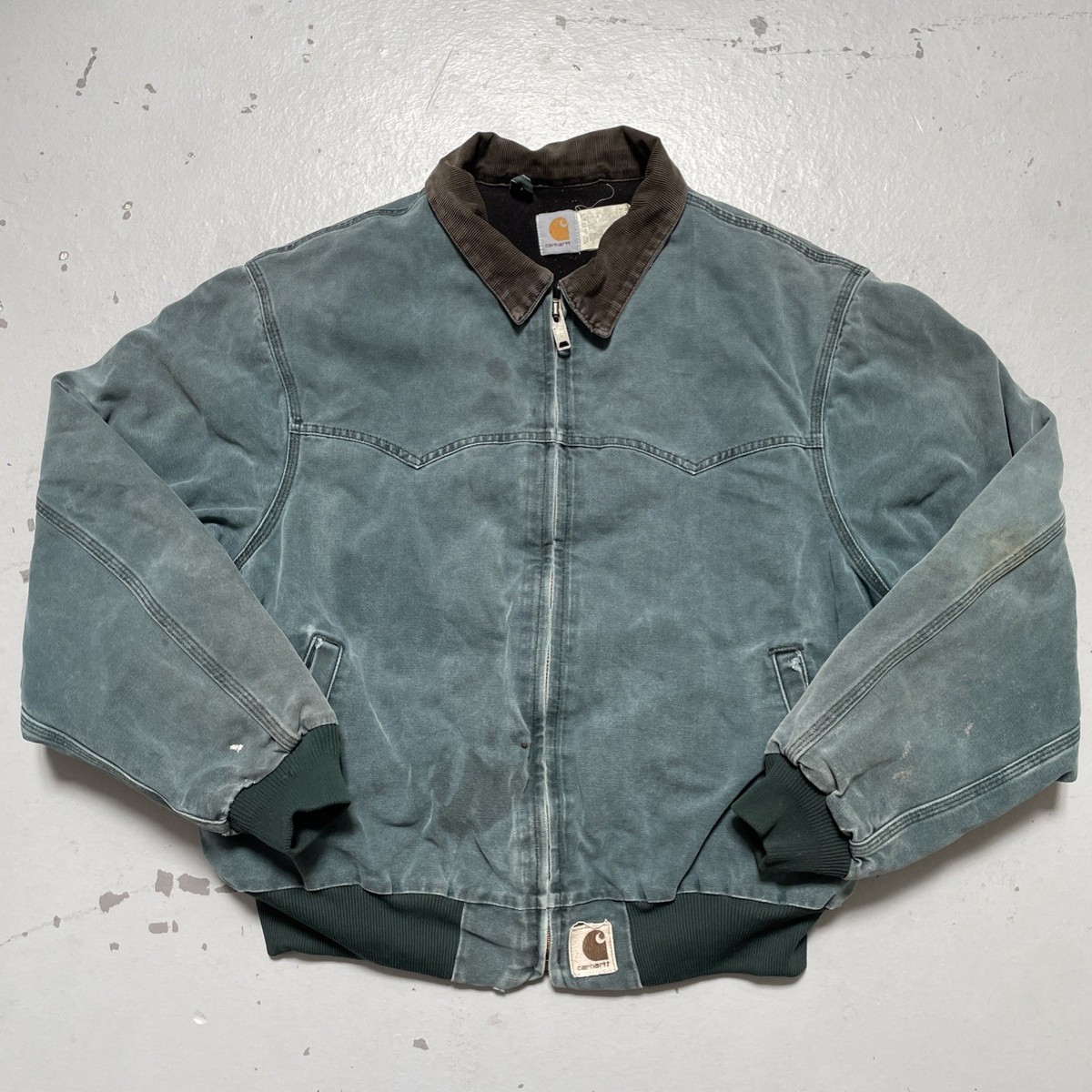 Vintage Carhartt J14 HTG Santa Fe Bomber Work Canvas Jacket Hunter