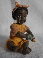 Vintage Young's Inc Monroe Mich African American Girl With Bottle Figurine