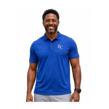 Levelwear Men's Kansas City Royals Duval Performance Polyester Polo Large Blue