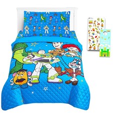 Toy Story Twin Bedding Set - Bundle with Buzz and Woody Bedspread, Flat Sheet...
