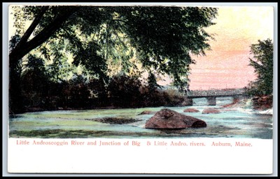 Postcard Little Androscoggin River Junction Andro. Rivers Auburn, ME  ME L61