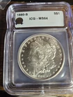 1880 S Morgan Silver Dollar ICG-MS64  white