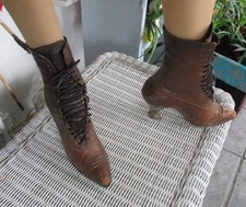 Antique Victorian Original Edwin Burt Leather Granny Shoes Display Wizard of Oz