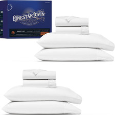 100 Egyptian Cotton Sheets King Size Set of 2 - Luxury 1000 Series Lonestar Lov
