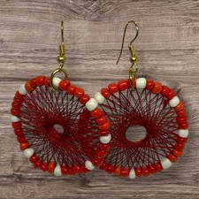 Maasai Beaded Earrings with Thread Tribal Jewelry African Jewelry Handmade Gift