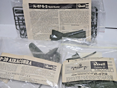 3 x Model Plane Kits - Ju 87 G-2 Tank Buster / P-39 Airacobra / P-47D Juggernaut