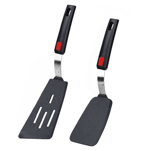 Silicone Spatula Turner Set of 2, 600°F Heat Resistant Cooking Spatulas for N...