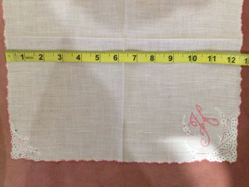 MADEIRA 2 Hankies крючком, вышивка, монограмма «H» размеры 11» и 12 1/2» ВИНТАЖНЫЙ - Изображение 4 из 4