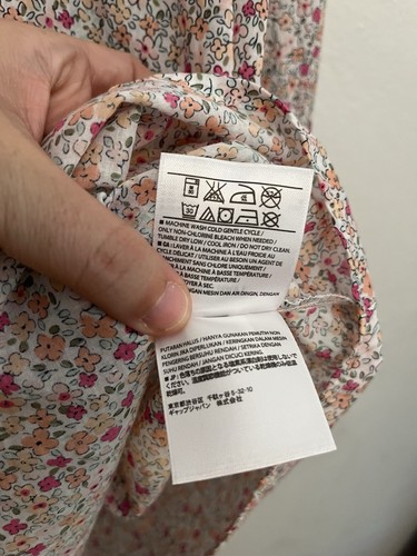 Blusa Popover Antigua Azul Marino Floral Cuello en V 100% Algodón XL - Imagen 6 de 7