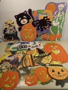 Vintage Halloween Decorations Lot Beistle Eureka Amscan Wall Witch Spider Ghost