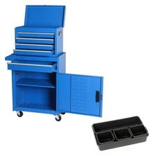Tool Chest Rolling Tool Storage Cabinet Metal Tool Cart With Plastic Tray,Blue