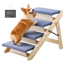 VEVOR 4-Step Wood Pet Stairs for Large Dogs up to 150 lbs Dog Steps for Bed Sofa