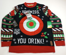 Tipsy Elves Ugly Christmas Sweater Drinking Game You Miss Drink Game Men's M