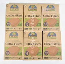 6 If You Care NO 4 Unbleached Chlorine-Free Coffee Filters 100ct 600 Brown Cone