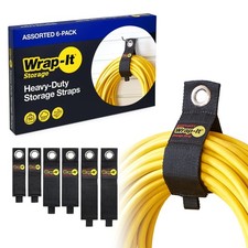 Heavy-Duty Straps Assorted 6 Pack - Garage Storage Extension Cord Managemen...