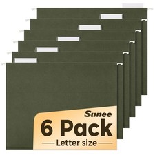 SUNEE Hanging File Folders, 6 Pack Letter Size Hanging File Folders with 1/5-...