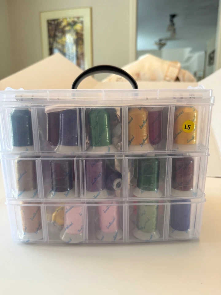 Simthread NEW 63 Color Embroidery Thread Kit with Organizer Box 100% Polyester - Image 2 of 3