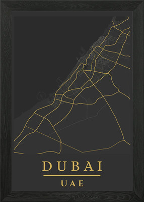 Dubai, UAE Map Art Framed Wall Art Poster Canvas Print Picture